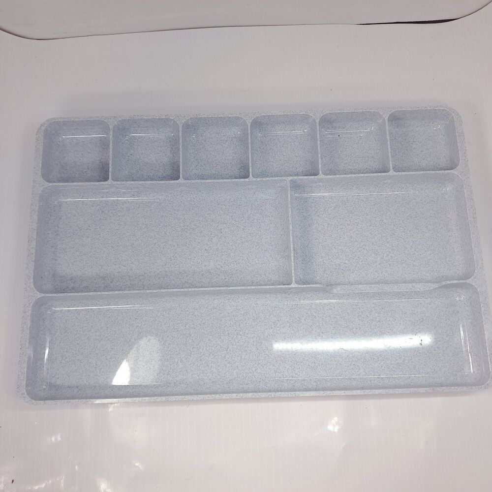 Vintage Rogers 517 Office Desk DRAWER ORGANIZER tray Speckled Gray Compartments